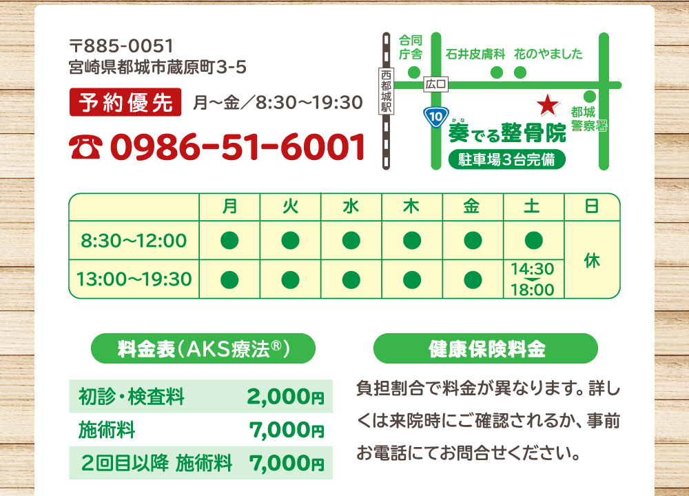 奏でる整骨院 料金表 住所